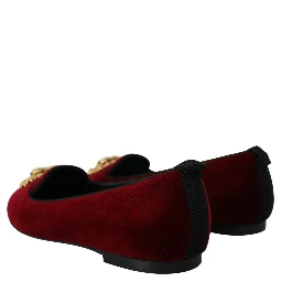 Bordeaux Velvet Slip-On Loafers Flats Shoes