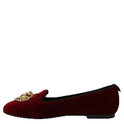 Bordeaux Velvet Slip-On Loafers Flats Shoes