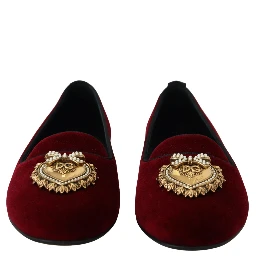 Bordeaux Velvet Slip-On Loafers Flats Shoes