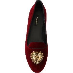 Bordeaux Velvet Slip-On Loafers Flats Shoes
