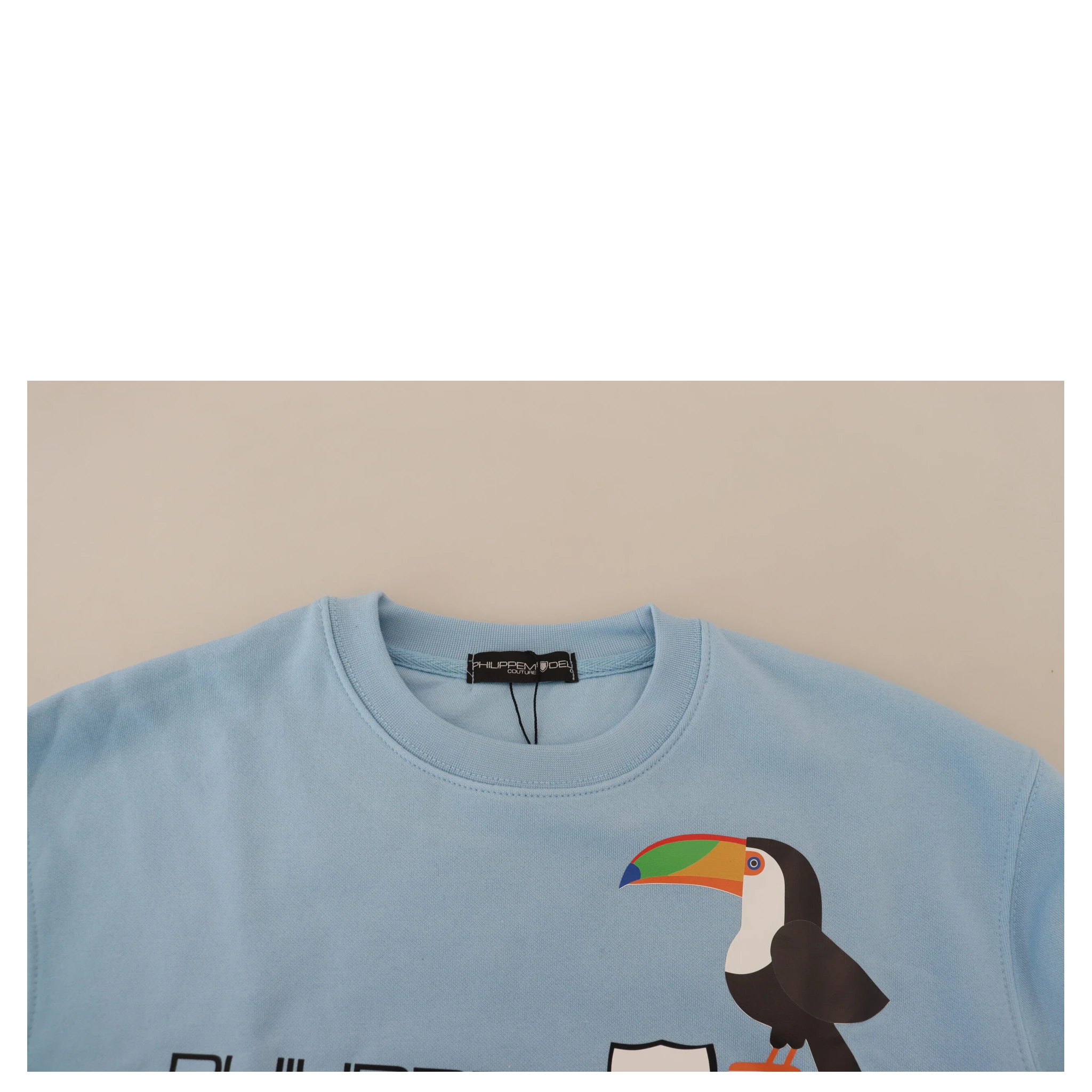 Light Blue Logo Printed Long Sleeves Sweater