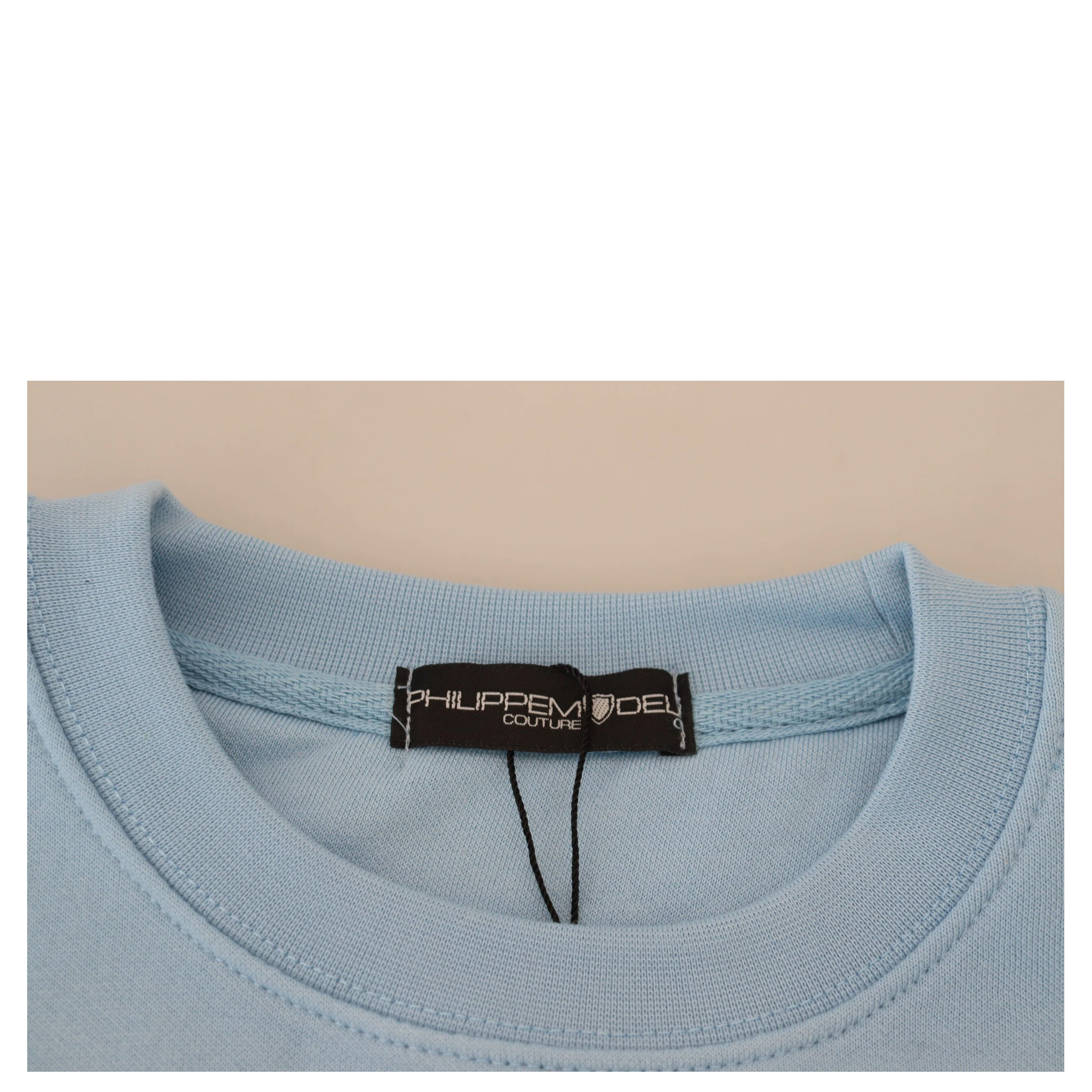 Light Blue Logo Printed Long Sleeves Sweater