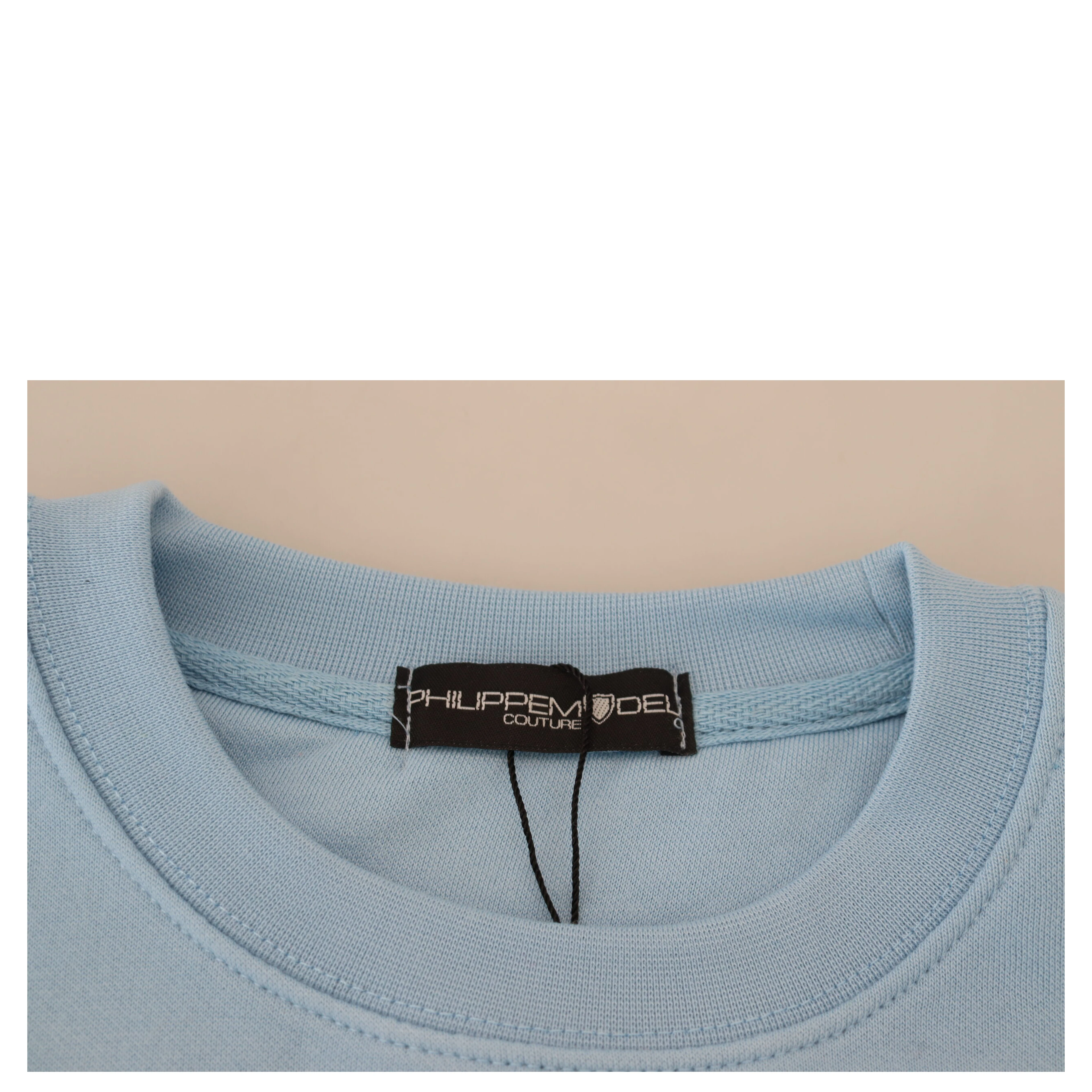Light Blue Logo Printed Long Sleeves Sweater