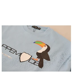 Light Blue Logo Printed Long Sleeves Sweater