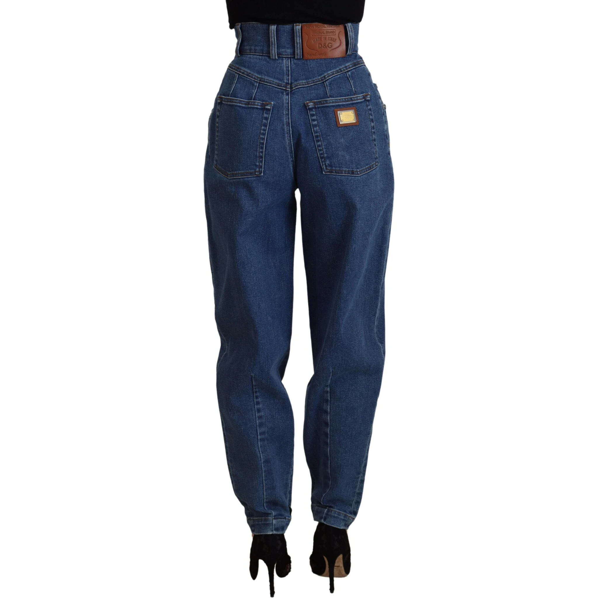 Blue High Waist Denim Cotton Stretch Jeans