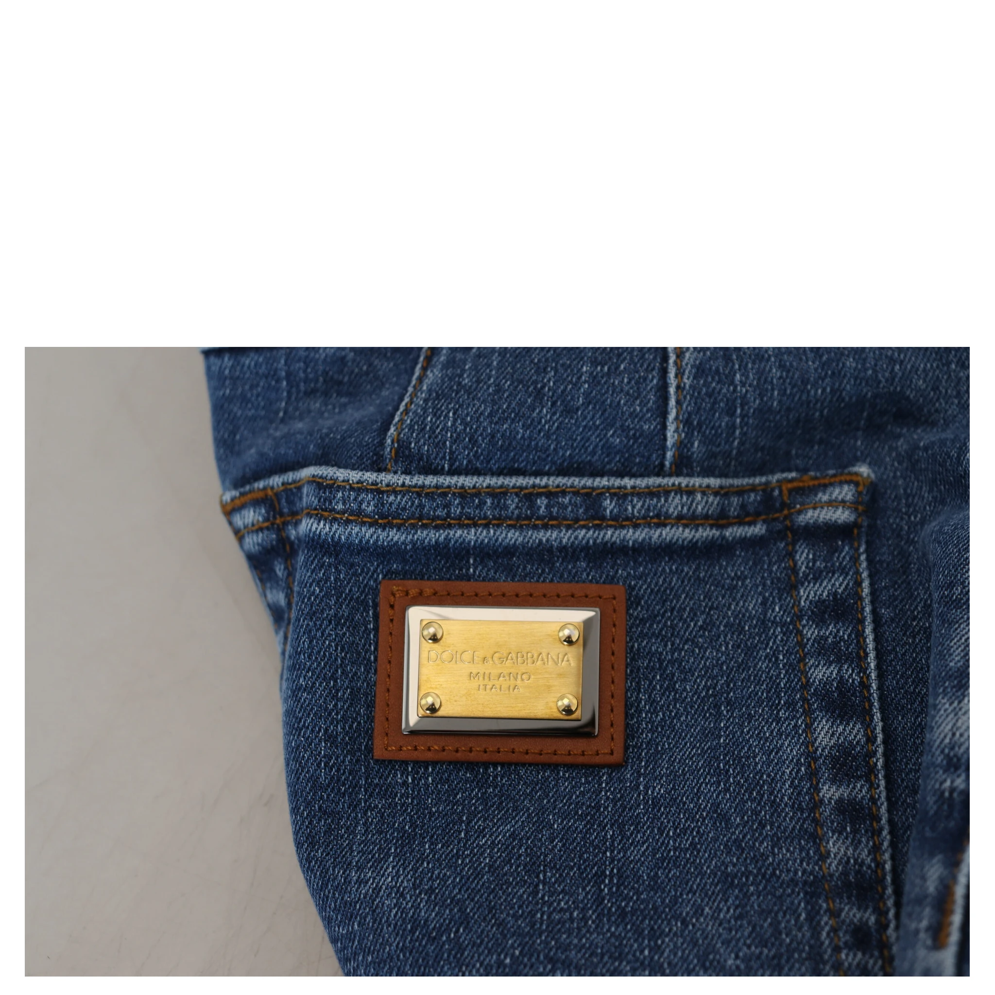 Blue High Waist Denim Cotton Stretch Jeans