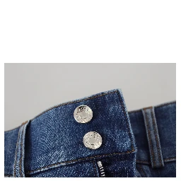 Blue High Waist Denim Cotton Stretch Jeans