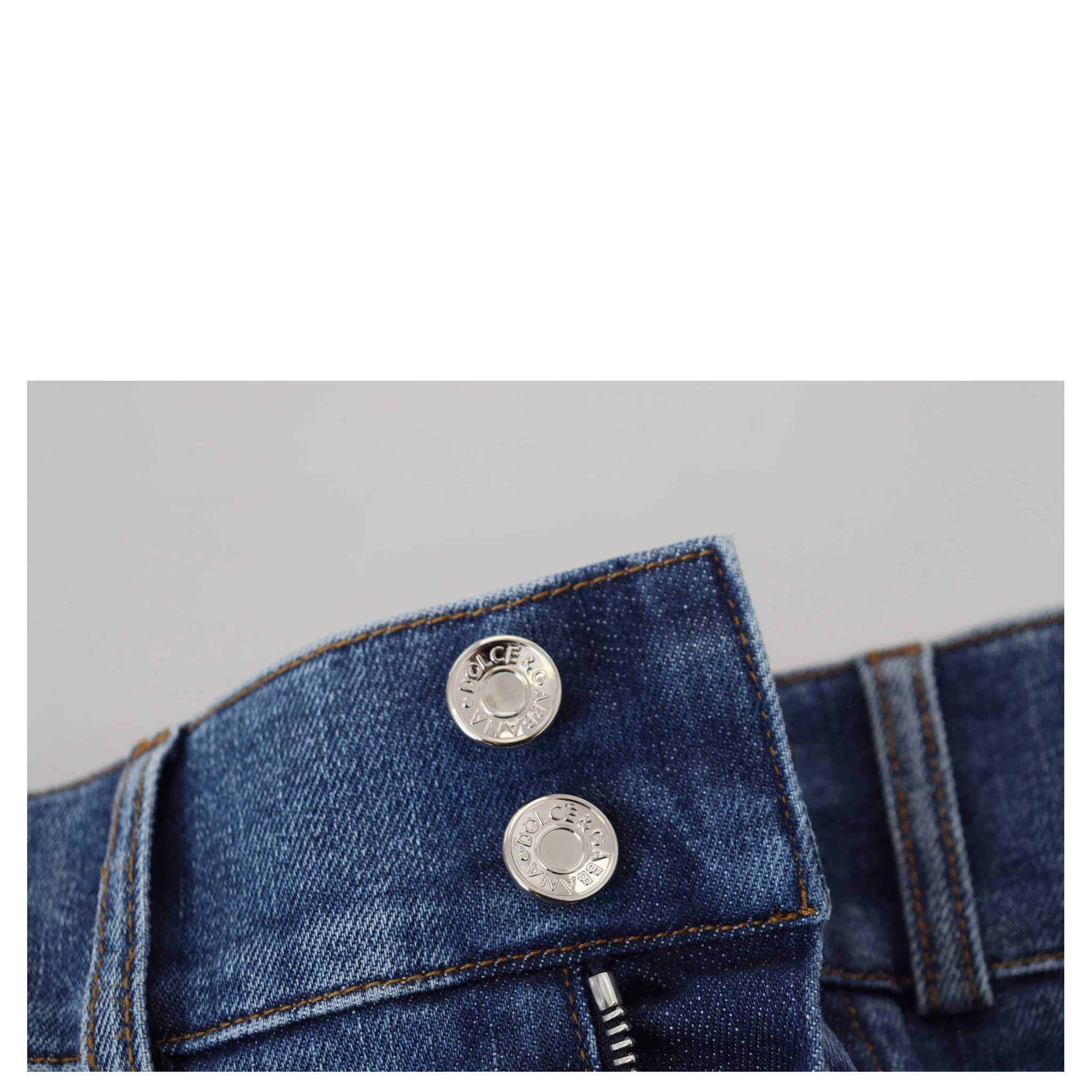 Blue High Waist Denim Cotton Stretch Jeans