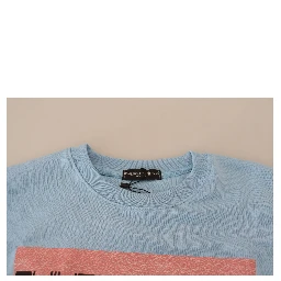 Light Blue Logo Printed Long Sleeves Sweater