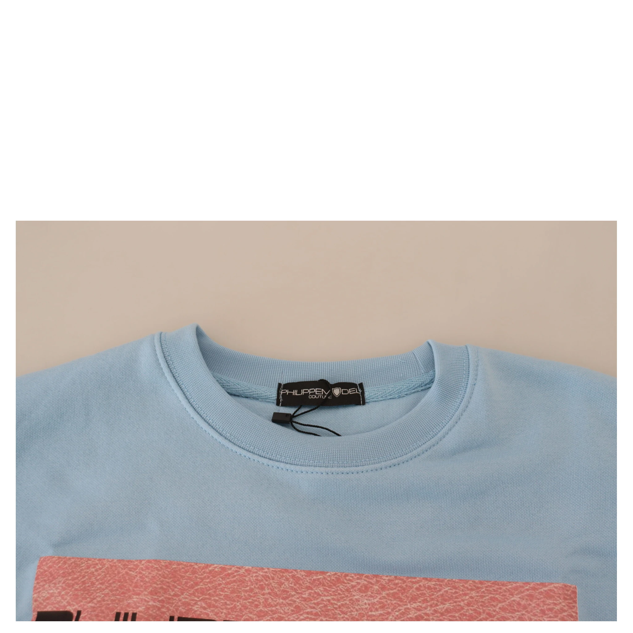 Light Blue Logo Printed Long Sleeves Sweater