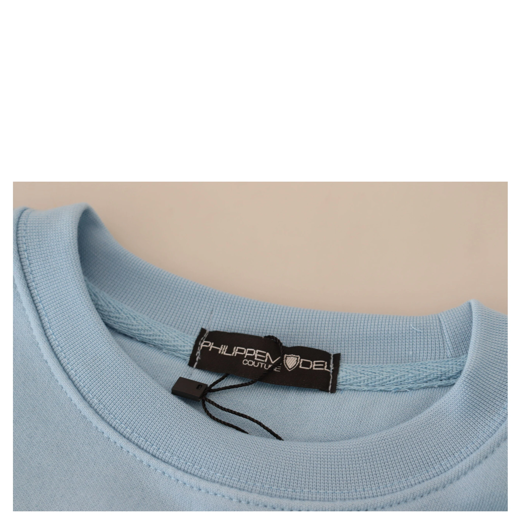 Light Blue Logo Printed Long Sleeves Sweater
