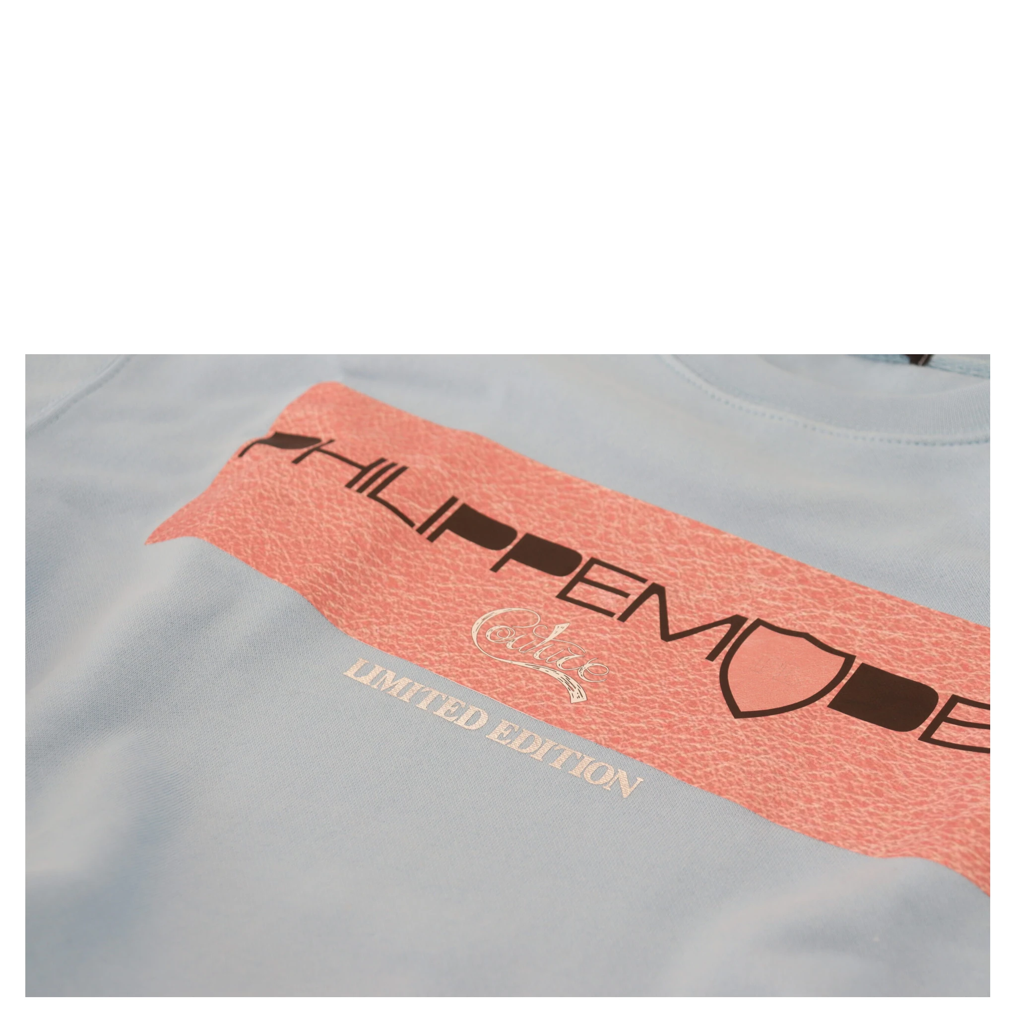 Light Blue Logo Printed Long Sleeves Sweater