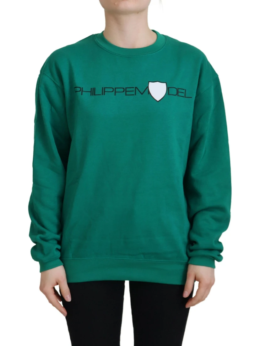 Green Printed Long Sleeves Pullover Sweater