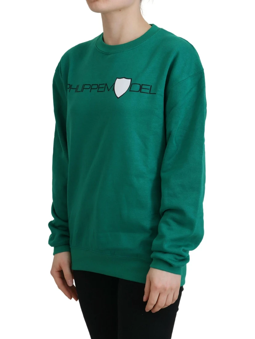 Green Printed Long Sleeves Pullover Sweater