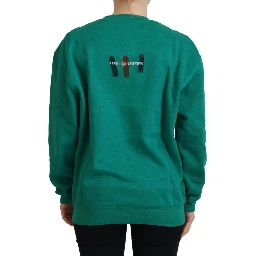 Green Printed Long Sleeves Pullover Sweater