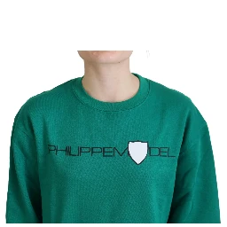 Green Printed Long Sleeves Pullover Sweater