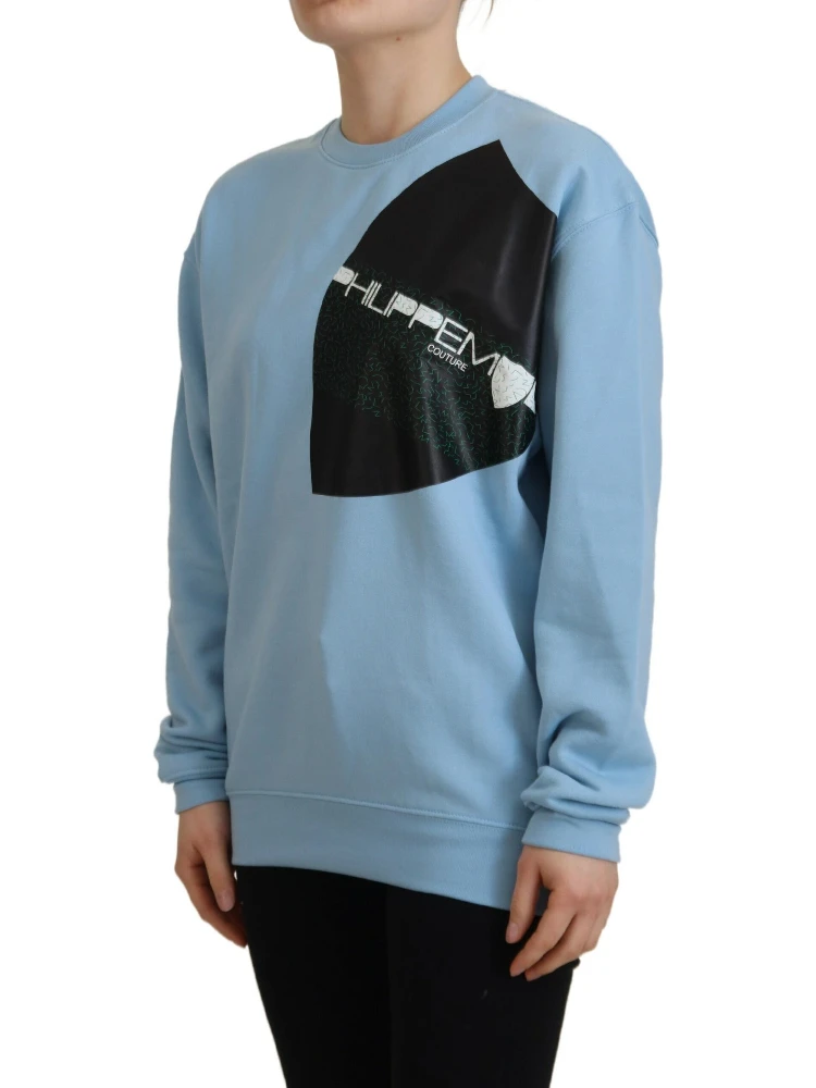 Light Blue Logo Printed Long Sleeves Sweater alternative