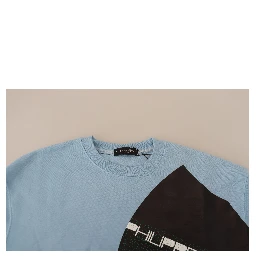 Light Blue Logo Printed Long Sleeves Sweater