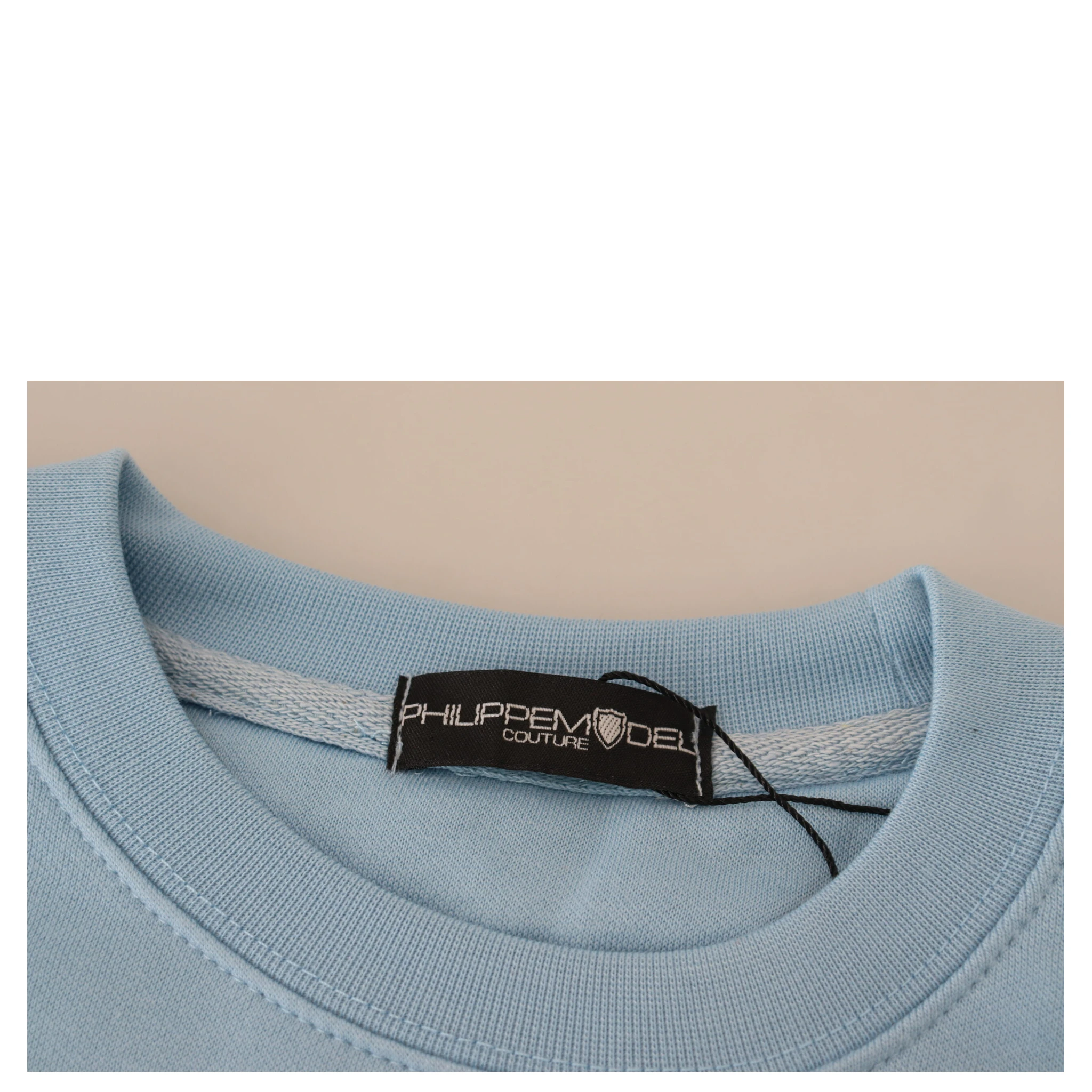 Light Blue Logo Printed Long Sleeves Sweater