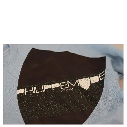 Light Blue Logo Printed Long Sleeves Sweater