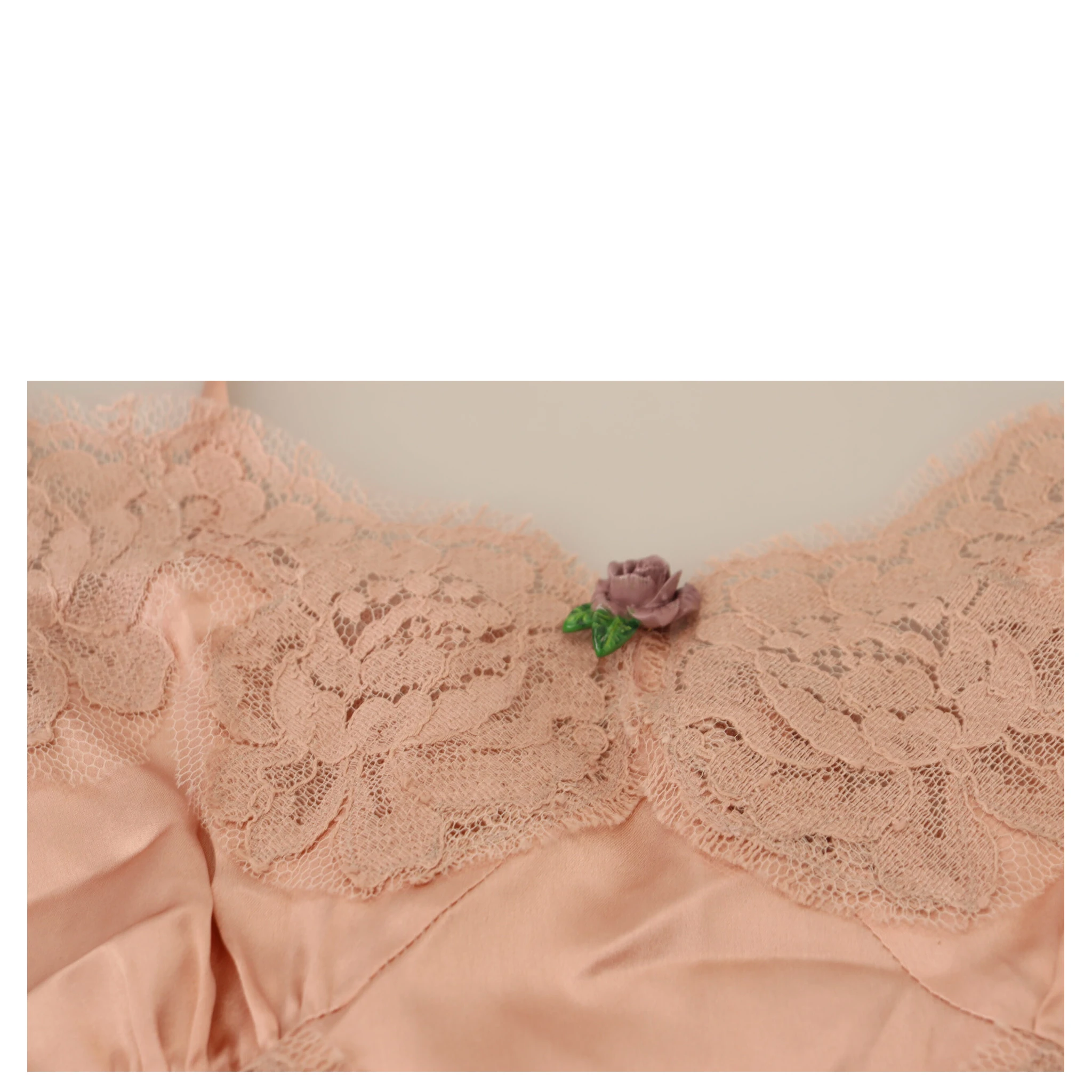 Pink Satin Lace Roses Tank Top Lingerie