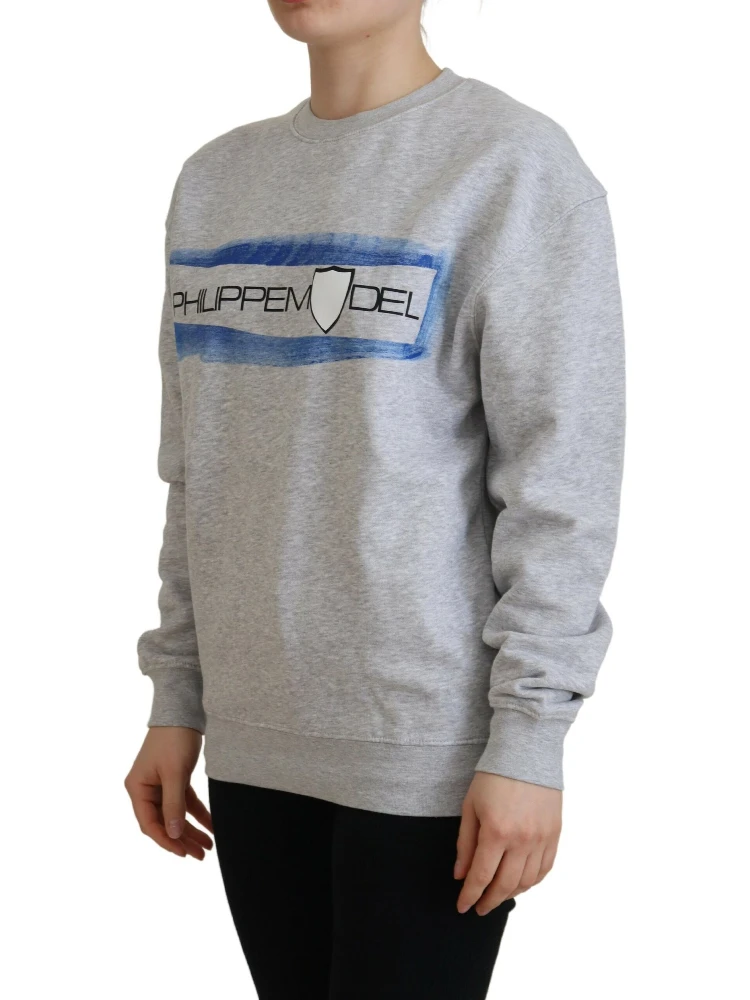 Gray Printed Long Sleeves Pullover Sweater alternative