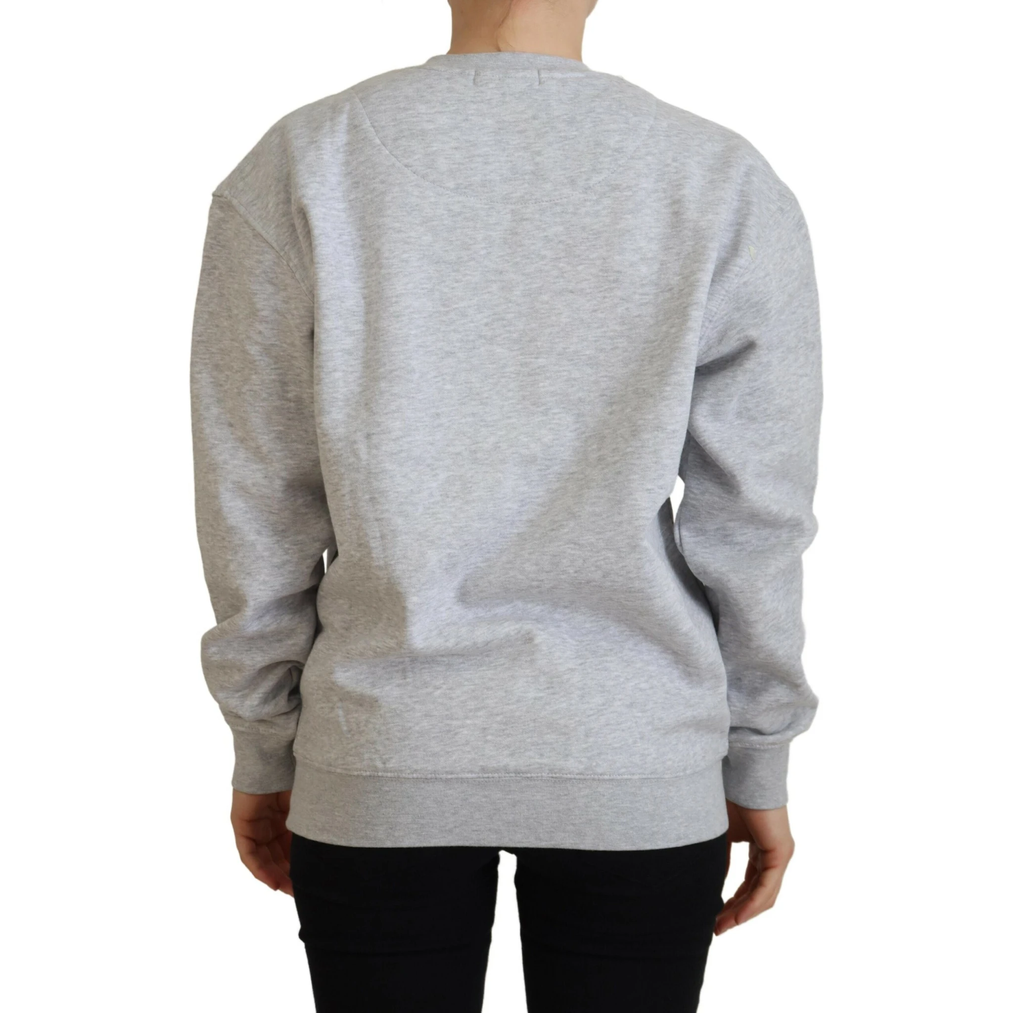Gray Printed Long Sleeves Pullover Sweater