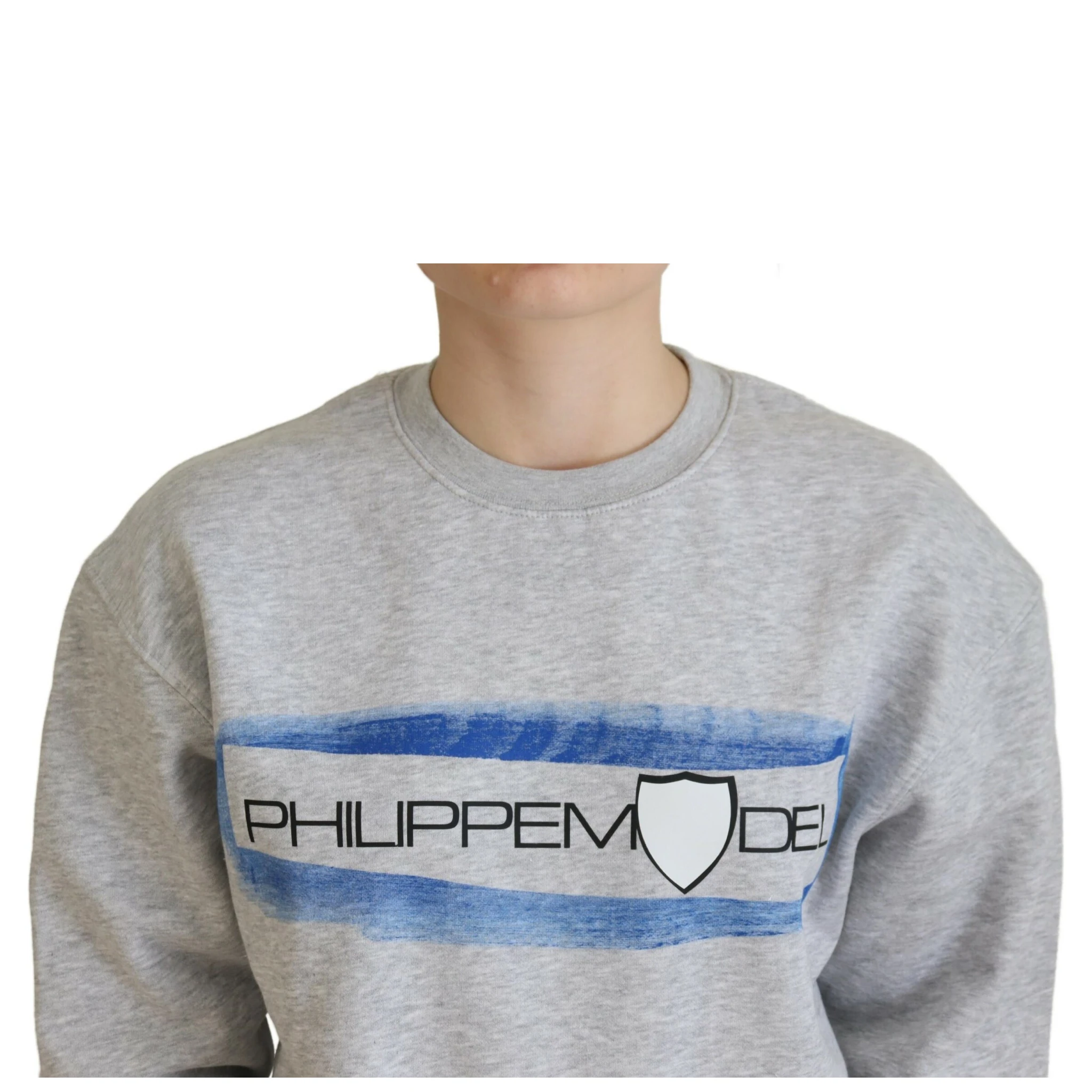 Gray Printed Long Sleeves Pullover Sweater