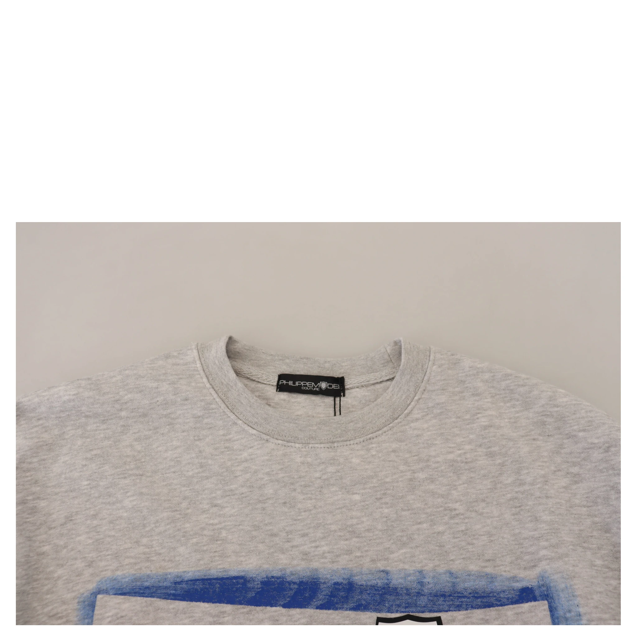 Gray Printed Long Sleeves Pullover Sweater