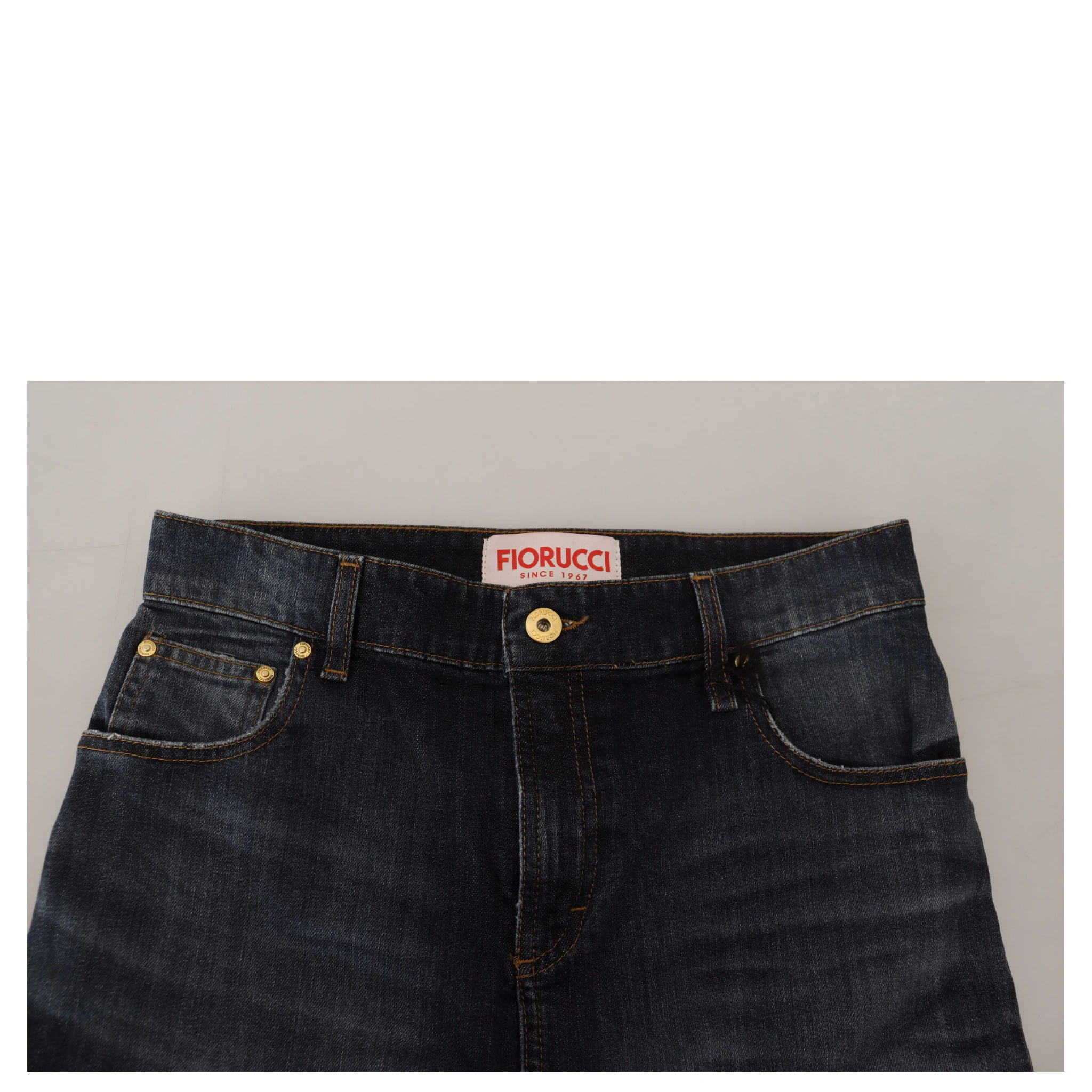 Dark Blue Washed Mid Waist Pencil Cut Denim Skirt