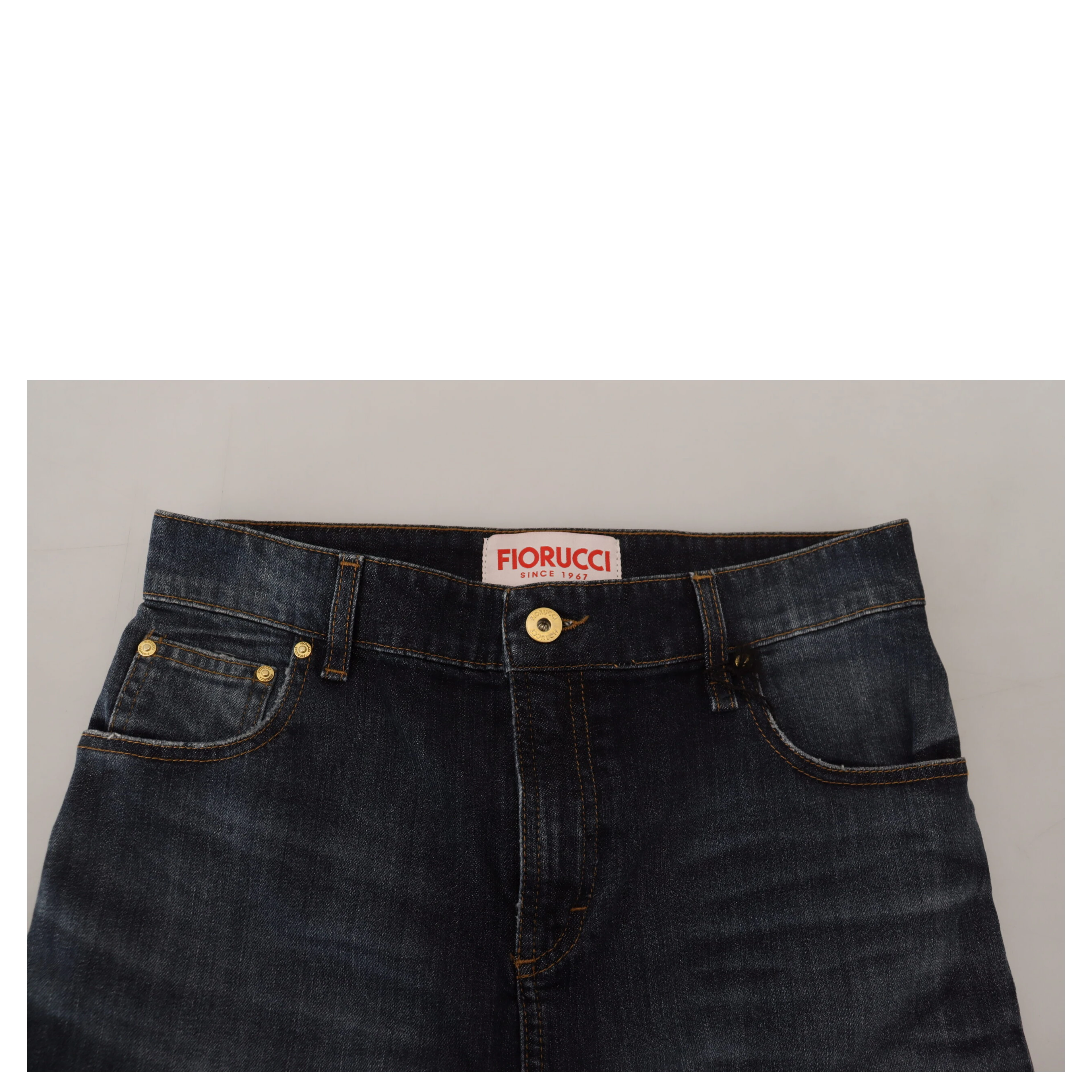Dark Blue Washed Mid Waist Pencil Cut Denim Skirt