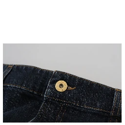 Dark Blue Washed Mid Waist Pencil Cut Denim Skirt