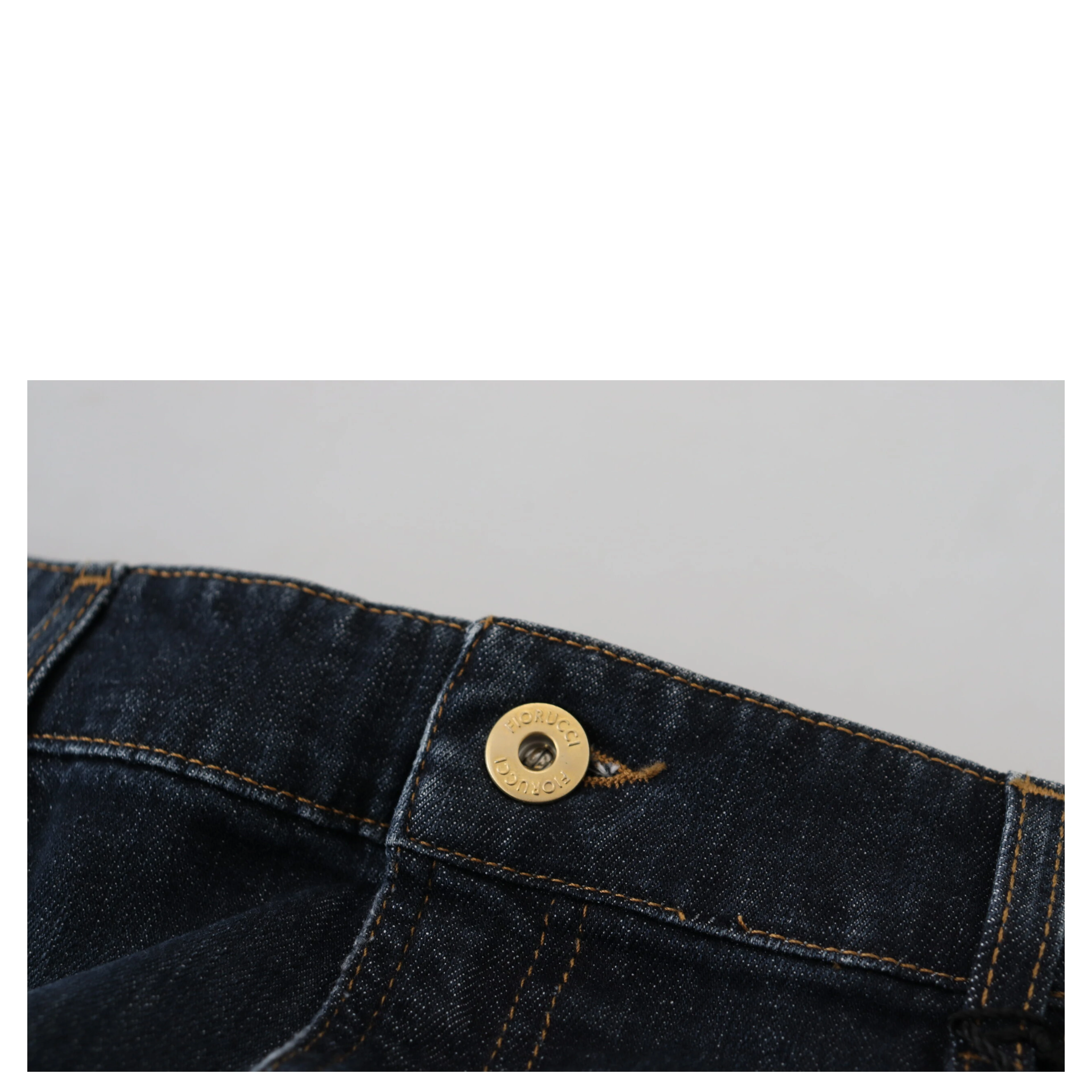Dark Blue Washed Mid Waist Pencil Cut Denim Skirt