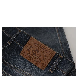 Dark Blue Washed Mid Waist Pencil Cut Denim Skirt