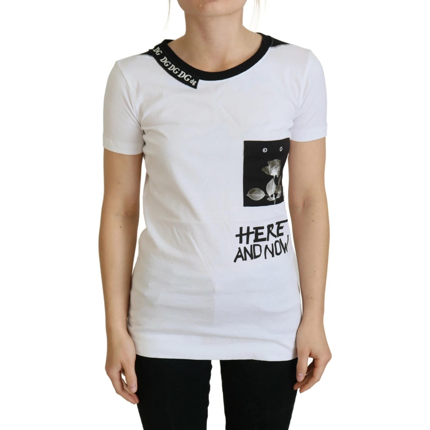 White Cotton T-shirt Crewneck T-shirt