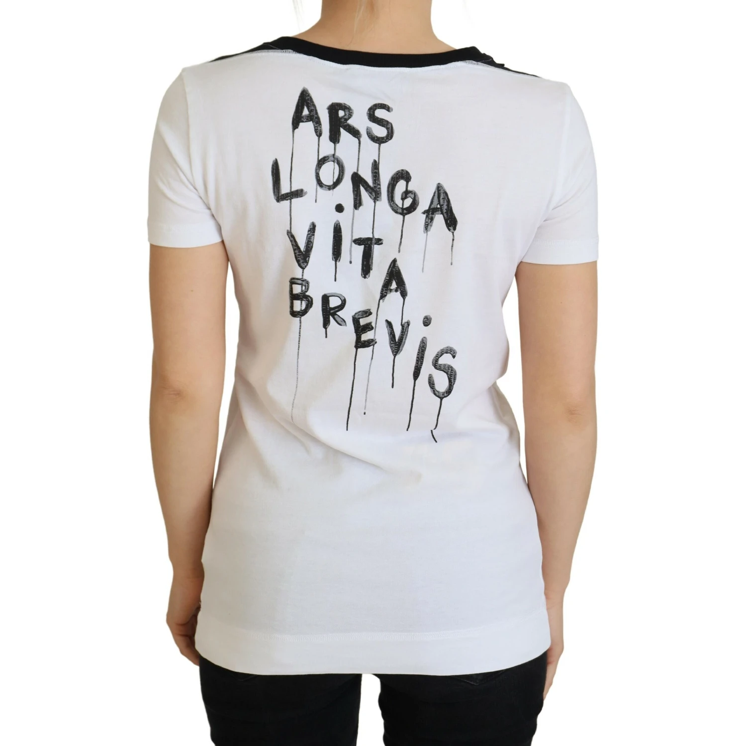 White Cotton T-shirt Crewneck T-shirt