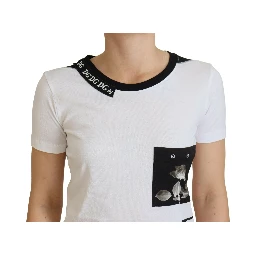 White Cotton T-shirt Crewneck T-shirt