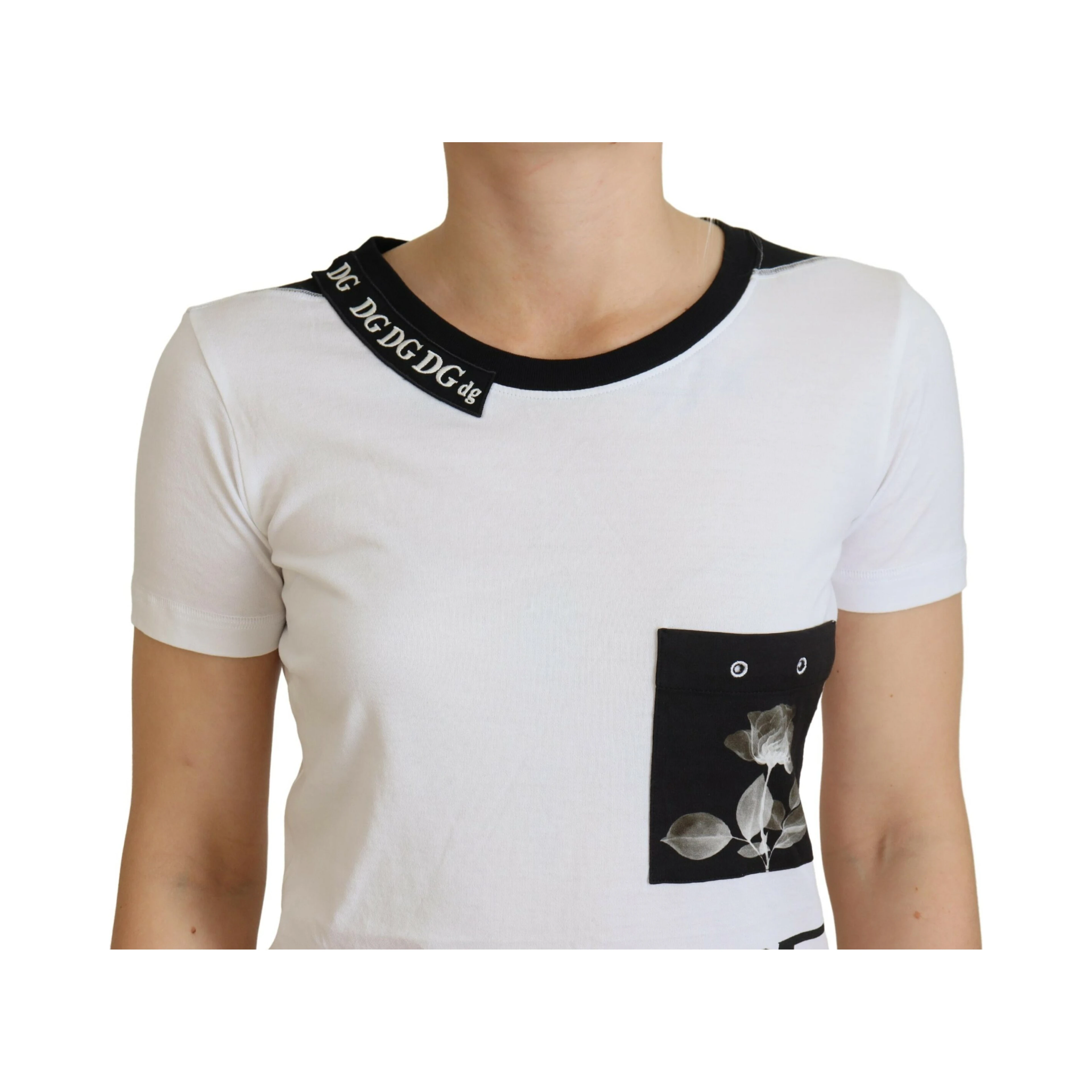 White Cotton T-shirt Crewneck T-shirt