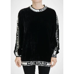Black Velvet Crewneck Pullover Sweater