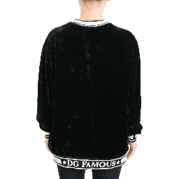 Black Velvet Crewneck Pullover Sweater