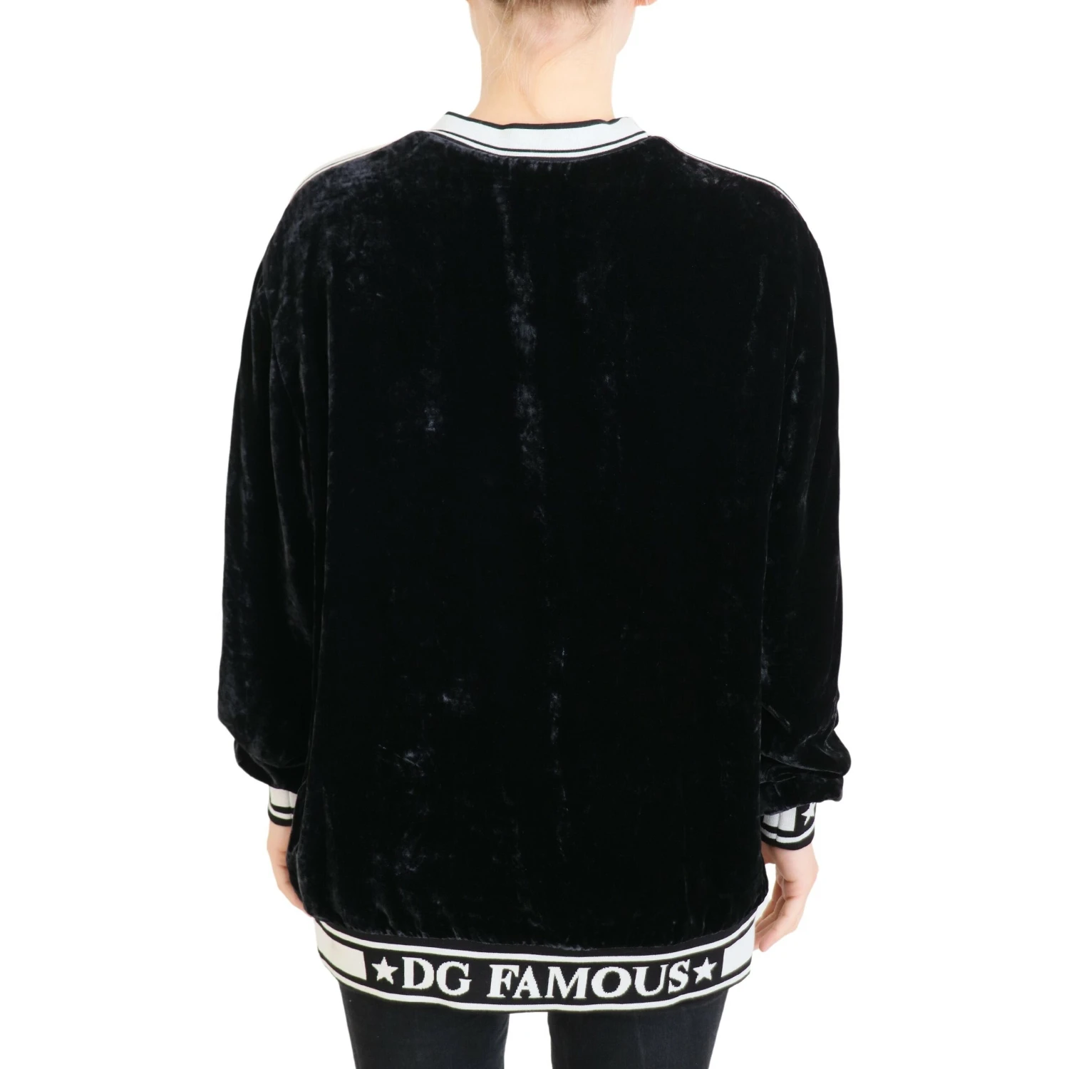 Black Velvet Crewneck Pullover Sweater