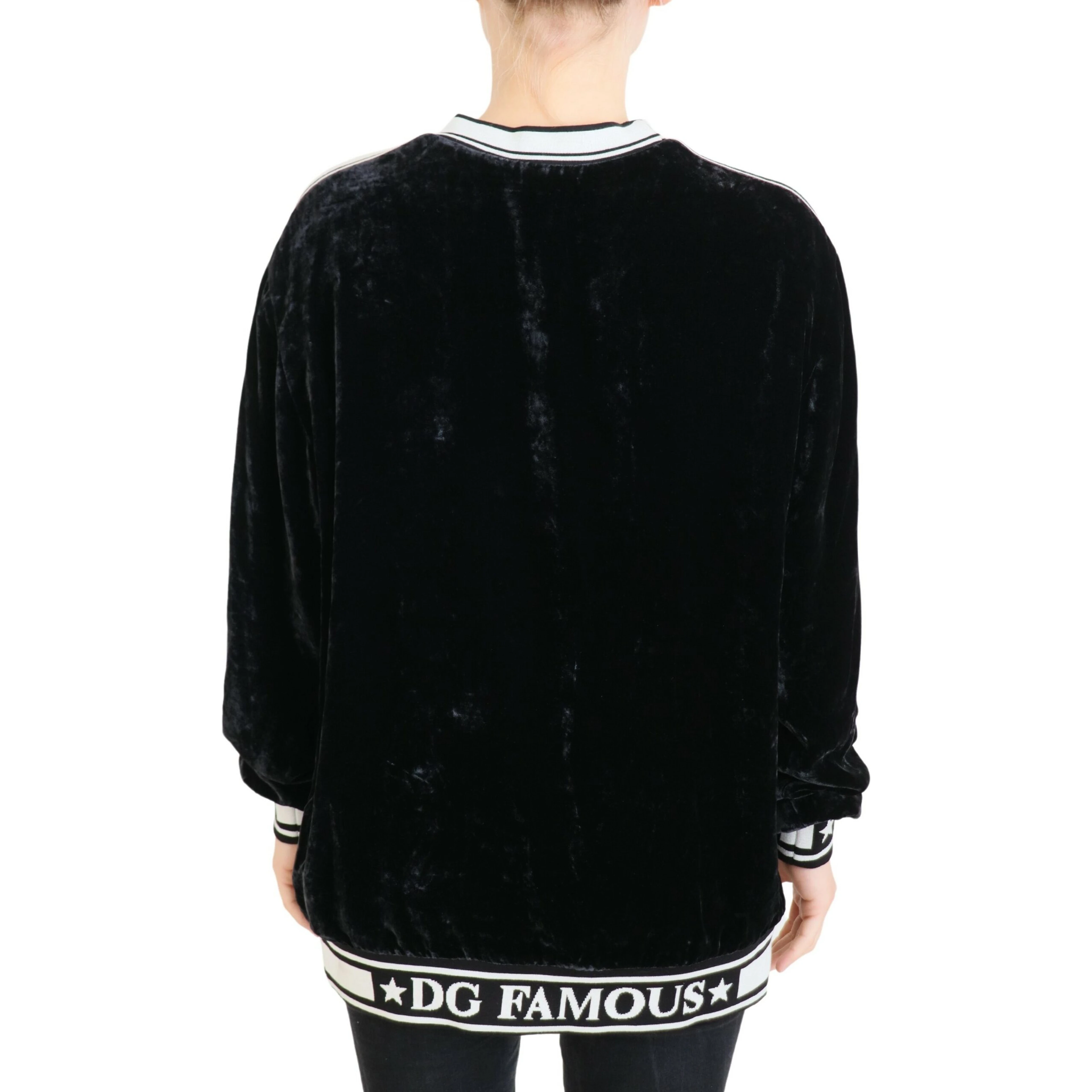 Black Velvet Crewneck Pullover Sweater