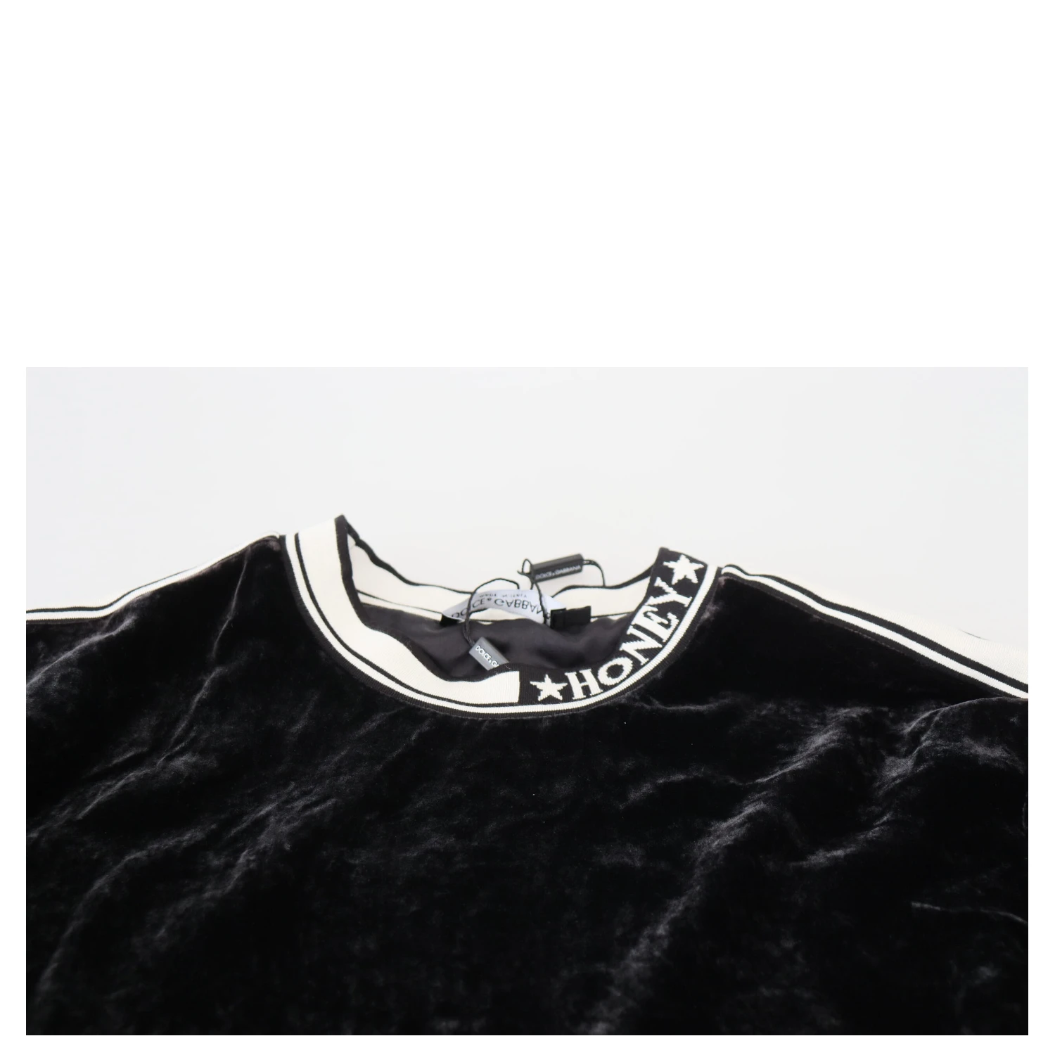Black Velvet Crewneck Pullover Sweater