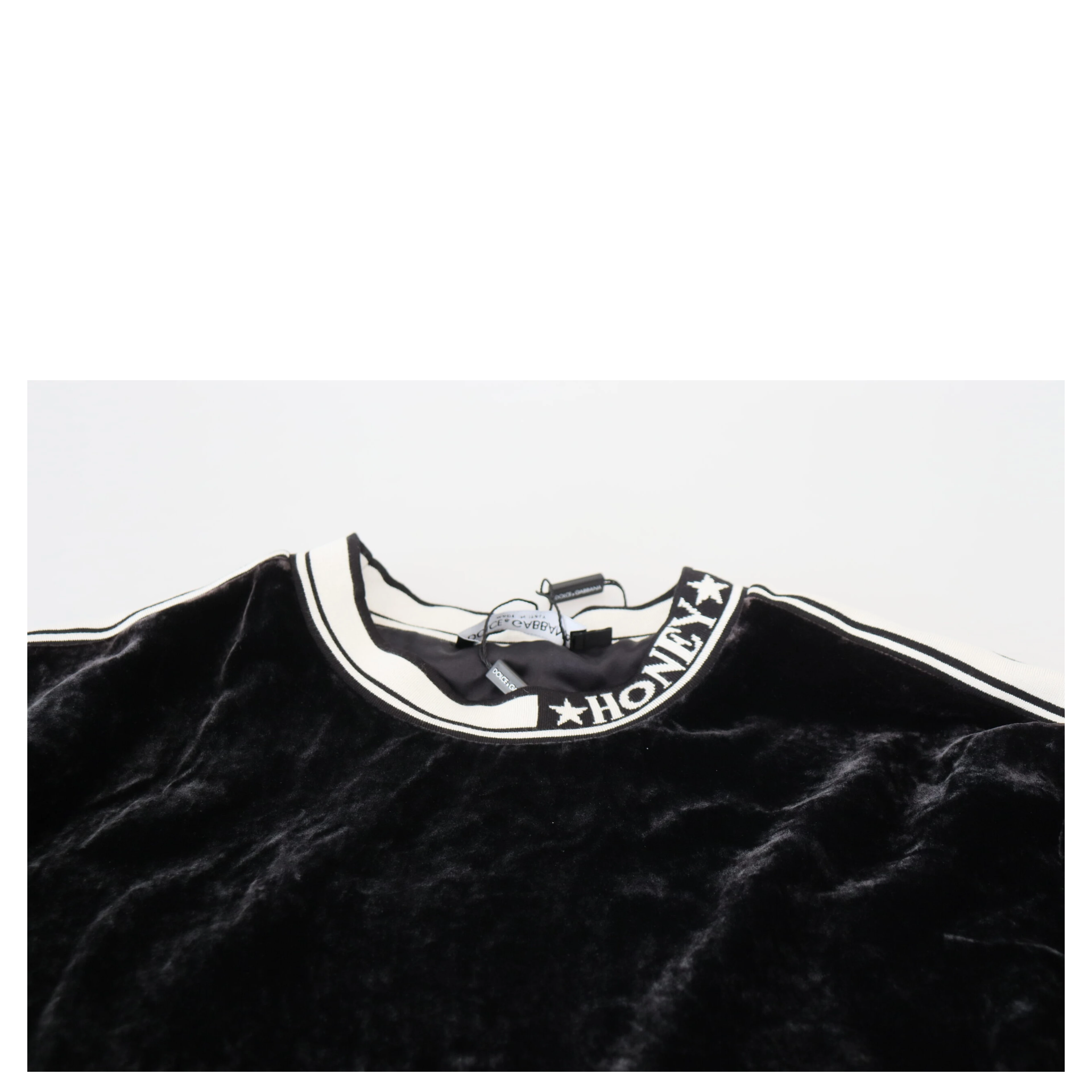 Black Velvet Crewneck Pullover Sweater
