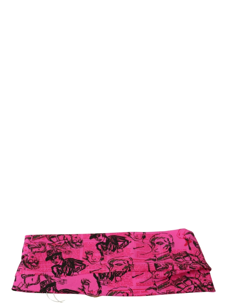 Pink Newspaper Print Bra Cropped Blouse alternative