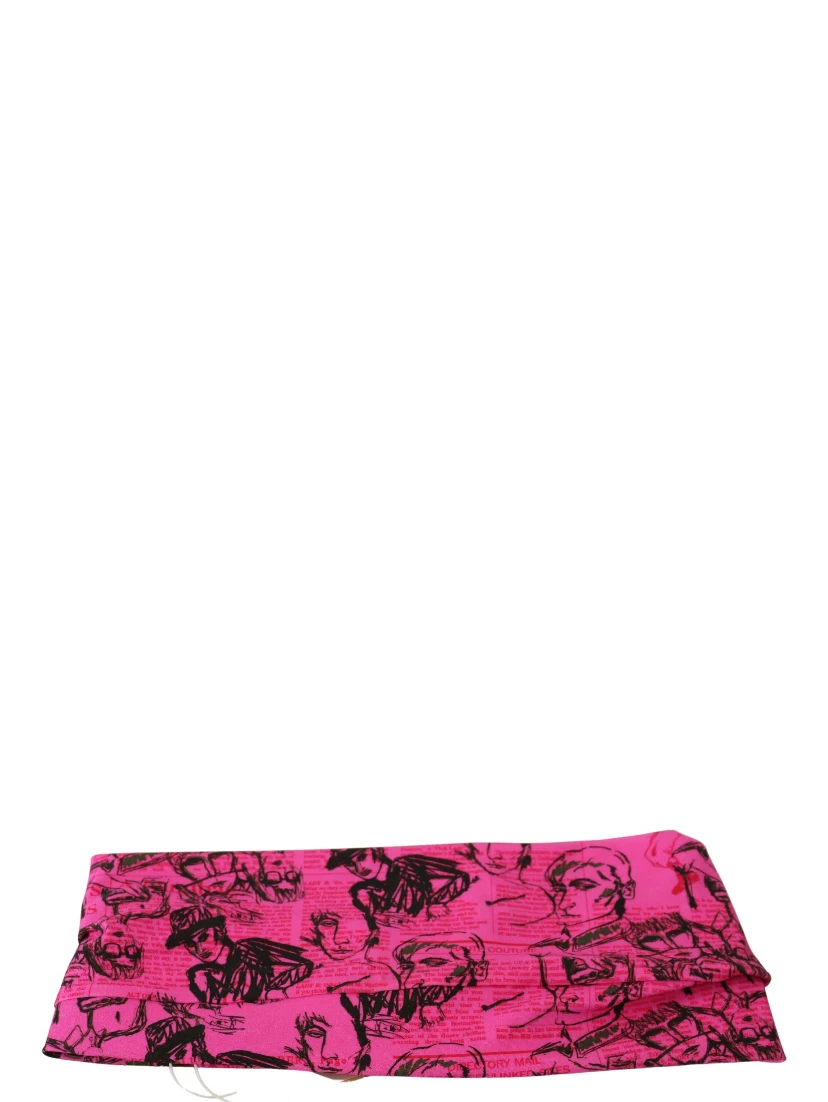 Pink Newspaper Print Bra Cropped Blouse