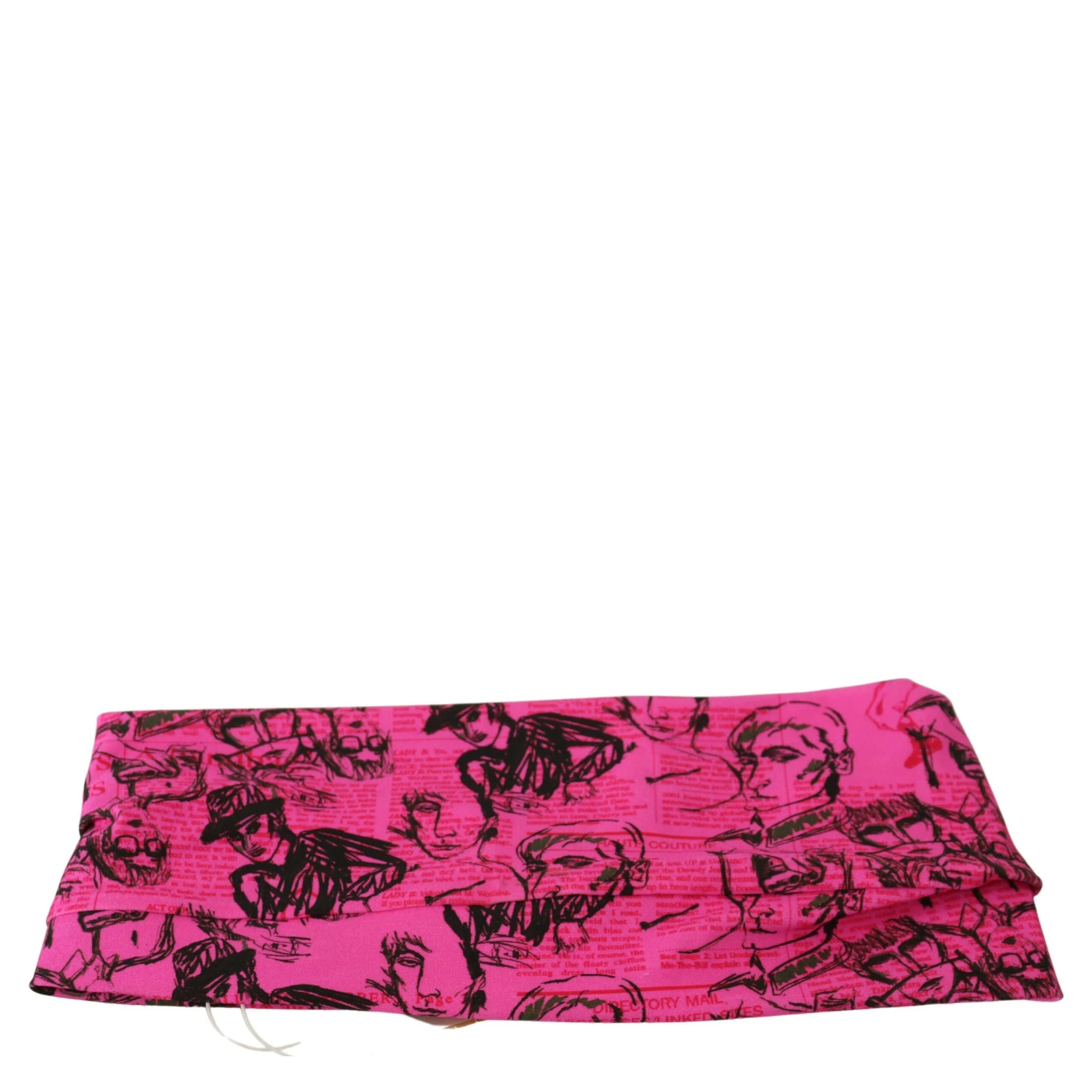 Pink Newspaper Print Bra Cropped Blouse