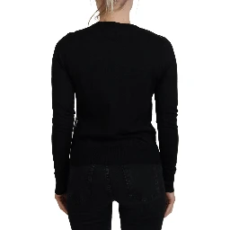 Black Floral Lace Button Cardigan Sweater