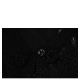 Black Floral Lace Button Cardigan Sweater