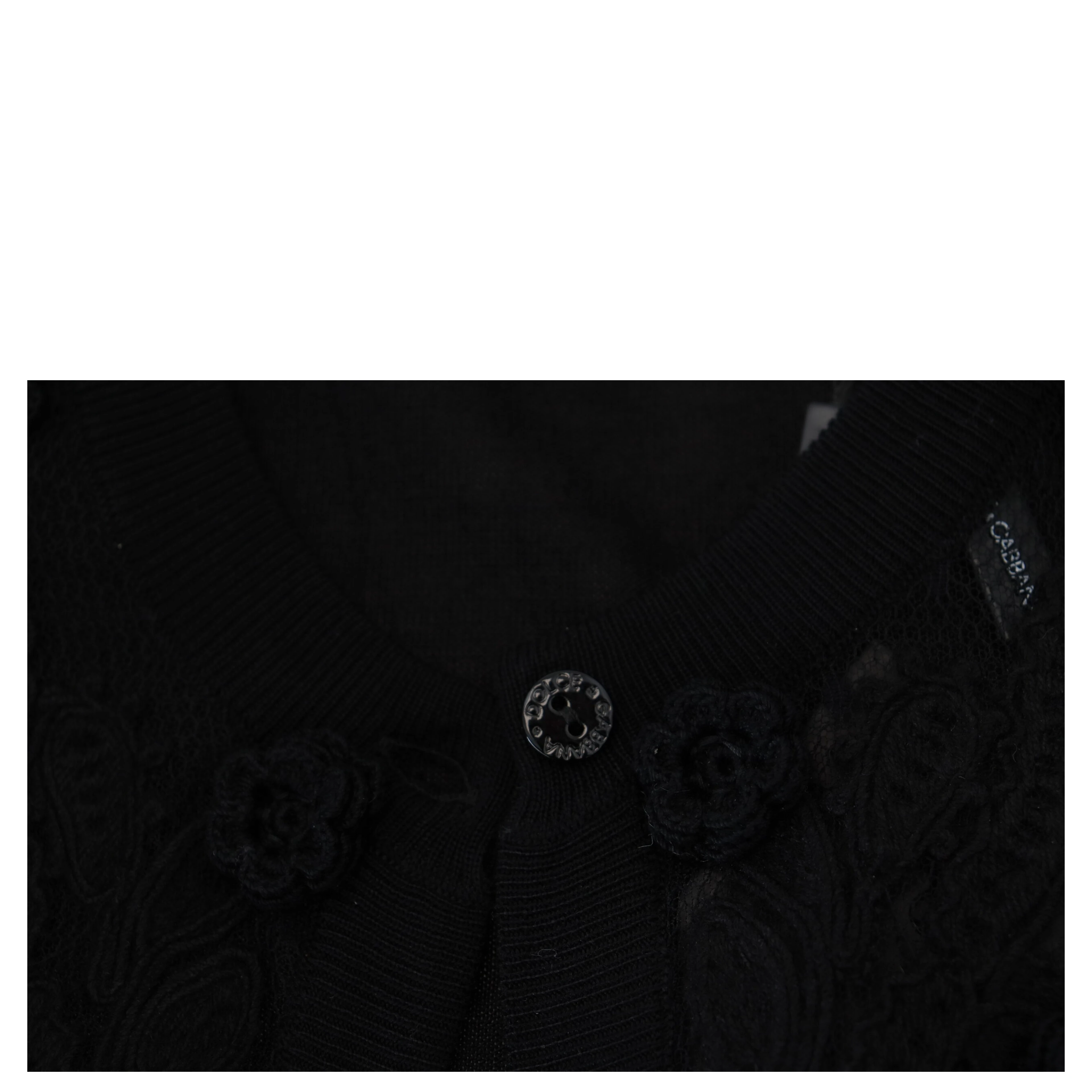 Black Floral Lace Button Cardigan Sweater